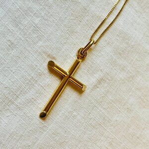 10K Gold Cross Pendant with Gold 16 inch Chain